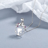 Collier pendentif en argent pur fait à la main 925 Yong Beauty Photo contour avec chaîne pour cadeau