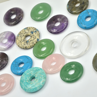 Pierre naturelle Accessoires 30mm Vert Aventurine Beignets Perles Jade Pendentifs Collier Pour Le BRICOLAGE