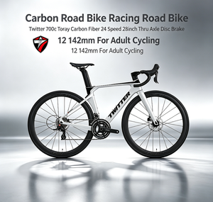 Bicicleta de Carretera de Carbono Twitter <span class=keywords><strong>700c</strong></span>, Fibra de Carbono Toray, 24 Velocidades, 28 Pulgadas, Eje Pasante, Freno de Disco 12/142mm para Adultos - Product Image 1