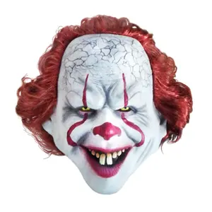 Máscara de látex que brilla en la cabeza para halloween, mascarilla de horror divertida, payaso, escalofriante