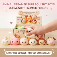 Jouet Squishy Animal en Forme de Boule, Jouet Anti-Stress de Dessin Animé Simulé, Gadget de Décompression en TPR Souple, Emballé en Boîte, Vente en Gros, À partir de 14 ans