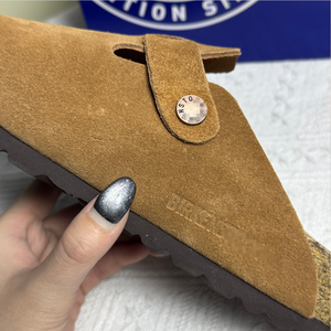 Mules en cuir suédé de vache de qualité supérieure avec soutien de la voûte plantaire et semelle <span class=keywords><strong>orthopédique</strong></span> en liège, chaussures de marche tendance, logo personnalisé, prix de gros - Product Image 5