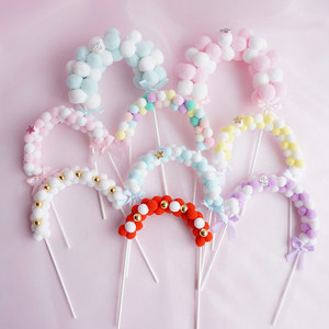 Décoration de gâteau en forme d'arche avec pompons, décor de gâteau en peluche moelleuse pour baby shower, <span class=keywords><strong>anniversaire</strong></span>, mariage, fournitures de fête - Product Image 2