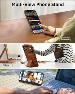 เคสหนังใส่บัตรหรูหราสำหรับ <span class=keywords><strong>iPhone</strong></span> 17 air 16 15 14 13 11 12 Pro <span class=keywords><strong>Max</strong></span> Plus พร้อมช่องใส่บัตรและขาตั้งแบบซ่อน - Product Image 4