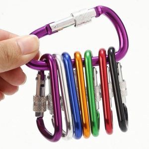 Custom Logo D Shape Aluminum Locking Carabiner Keychain Screw Gate <b>Clip</b> for Outdoor Event Giveaways - Product Image 5