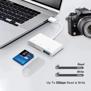 Chaud <span class=keywords><strong>pas</strong></span> <span class=keywords><strong>cher</strong></span> 3-en-1 Type C/vers lecteur de carte SD/TF OTG adaptateur de Port USB caméra téléphone adaptateur carte mémoire transfert de données pour Android - Product Image 6
