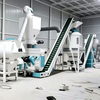 Ligne de production automatique de granulés d'aliments pour animaux, volailles, poissons et poulets de 1 à 2 tonnes/h, adaptée aux grandes usines d'aliments pour animaux et aux fermes d'élevage
