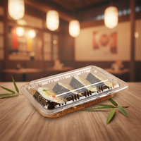 Boîte à sushi rectangulaire jetable en plastique PET, très vendue, pour gâteaux, sandwichs, bonbons, personnalisable, facile à utiliser