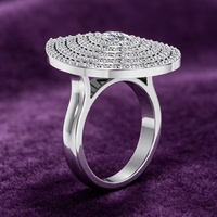 Anello di Fidanzamento in Argento Sterling 925 Certificato GRA con 5 File di Moissanite a Grappolo, Montatura Pavé, Anello da Sposa a Goccia per Donna