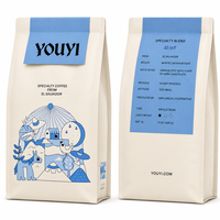 Sacs à café personnalisés imprimés, fond plat mat, pour café en grains entiers 250g 500g, OEM, faible MOQ