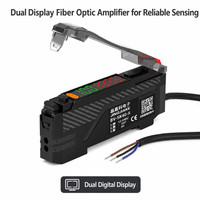 Amplificador de Fibra Óptica de Doble Pantalla JINGJIAKE BV-SK40-11, Salida NPN 12-24VDC, Sensor, Riel DIN 4095, Venta al por Mayor de Fábrica