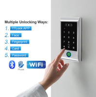Control de Acceso TTLOCK sin Llave, Habilitado para Teléfono, Bluetooth, WIFI, Aplicación, Control de Acceso Remoto, Reconocimiento Facial, Huella Dactilar, Tarjeta RFID