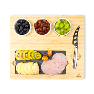Plateau amovible en <span class=keywords><strong>ardoise</strong></span> GL Eco Friendly pour la <span class=keywords><strong>cuisine</strong></span> Planche à charcuterie Planche à fromage en bambou avec ensemble de couteaux et tasse en céramique - Product Image 3