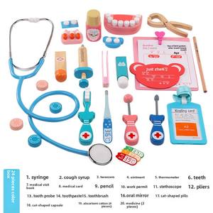 Haute qualité 42 pièces en bois fil de coton dentiste ensemble d'outils Simulation éducative <span class=keywords><strong>pour</strong></span> enfants docteur jeu de rôle jouet noël - Product Image 6