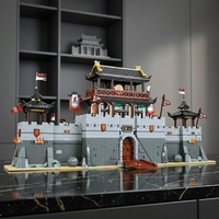 Set de Construcción de Bloques de la Antigua Fortaleza China: Puerta de Ciudad con Puente Retráctil y Torre de Vigilancia, Modelo de Ladrillos, Arquitectura DIY, Regalo