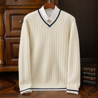 Pull en pur cachemire pour hommes Pull en tricot à col en V de grande taille Pull en cachemire pour hommes