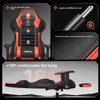 Chaise de jeu en cuir inclinable ergonomique pivotante pour ordinateur, réglable en hauteur, avec accoudoirs rotatifs, luxe pour bureau à domicile et streaming