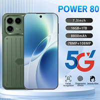 HP Baru Power 80 5G Layar 7,3 Inci 8800mAh Penyimpanan 16GB+1TB Kamera HD 108MP untuk Menonton Film, Bermain Game, dan Bekerja di Kantor