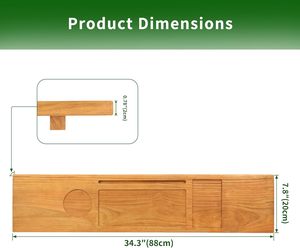 Vassoio per Vasca da Bagno in Legno <span class=keywords><strong>di</strong></span> Teak, Tavolino da Bagno in Legno con Porta <span class=keywords><strong>Vino</strong></span> e Supporto per iPad - Product Image 5