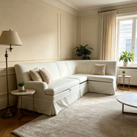 PZCN HOME Housse de canapé en lin sur mesure avec jupe pour canapé d'angle en L pour salon, hôtel, appartement