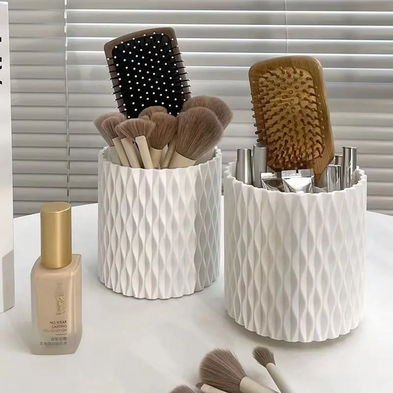 Moderne Witte Draaibare Make-Up Borstel Houder Nagelborstel Opslag Beknopte Stijl Pen Pot Voor Make-Up En Lippenstift Organizer