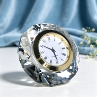 Cadeau de mariage, horloge en cristal diamant, horloge de bureau en cristal, décoration d'hôtel, cadeau commémoratif d'affaires, horloge en cristal en forme de diamant