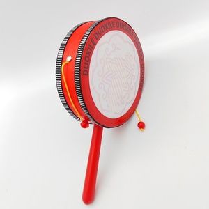 Wholesale 6 Inch Red Wooden Rattle Drum Wooden Hand Drum <b>Musical</b> <b>Instrument</b> Toy Orff Percussion <b>Instrument</b> Toy for Kids Playing - Product Image 3