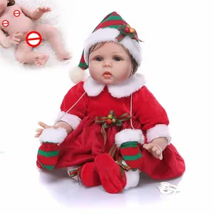 48CM full body silicone Christmas doll gift waterproof bath toy lifelike very soft touch bebe doll reborn