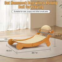 Chaise de plage miniature 3-en-1 pour chats en bois à prix abordable, avec griffoir et hamac