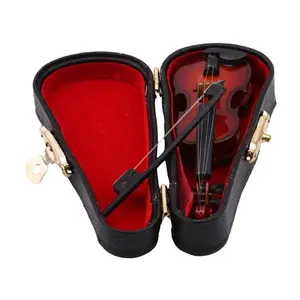 Mini Violin mô hình thu nhỏ cổ điển Violin trang trí hiển thị nhỏ nhạc cụ đồ trang trí với trường hợp đứng 10cm