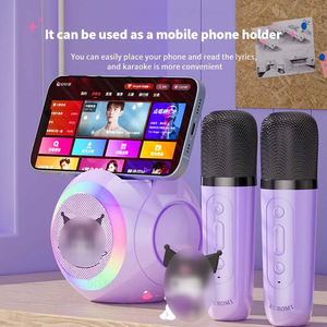 Altavoz Inalámbrico con Micrófono de Personajes de Dibujos Animados Lovely Care, Máquina de <span class=keywords><strong>Karaoke</strong></span> Recargable por USB con Luz LED RGB para Fiestas - Product Image 1