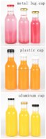 Chine Fabrication OEM Logo 250ml 350ml 500ml Boissons Jus Bouteilles en verre pour jus en vrac avec couvercles