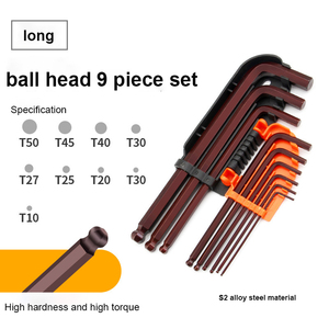 Ensemble d'outils à main à tête plate étoile métrique de qualité industrielle, 9 pièces, bras long, force aidant, clé Allen, clé hexagonale - Product Image 6