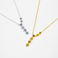 Valentijnsdag Fijne Sieraden 925 Sterling Zilver 18K Goud Verguld Blauw Paarse Zirkoon Hart Hangertjes Kettingen Cadeau