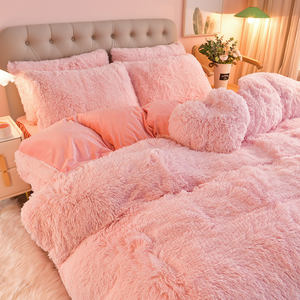 Faux Bont Fluweel Pluizig Pluche Zacht Beddengoed Bed Warm Voor Meisje Laken Set 4 Stuks Flanellen Dekbedovertrek Sets - Product Image 3