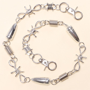 Elegante Cadena de Cintura Casual de Aleación de Zinc con Parches de Balas y Púas de Una Sola Capa para Pantalones, Estilo Hip Hop - Product Image 3