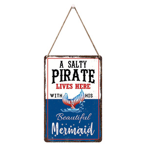Targhe in Legno Ispirazionali con Pirati e Sirene in Stile Cartone Animato e Decorazioni da Parete in Stile Oceano per Laurea e Halloween - Product Image 5