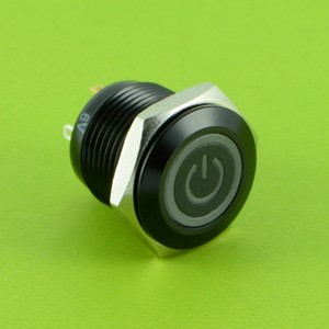 Elewind 19 Mét bề mặt màu đen với chiếu sáng điện biểu tượng kim loại <span class=keywords><strong>push</strong></span> <span class=keywords><strong>button</strong></span> <span class=keywords><strong>Switch</strong></span>(PM193F-11ET/B/12V/một bề mặt màu đen) - Product Image 6