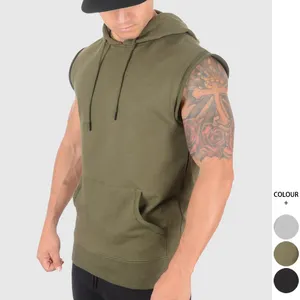 Fast delivery custom logo man gym wear 95 cotton 5 spandex sports tank top sleeveless vest with hood