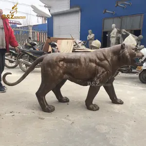 2024 사용자 정의 만든 야외 장식 예술 금속 조각 골동품 황동 실물 크기 호랑이 동물 동상 - Product Image 2
