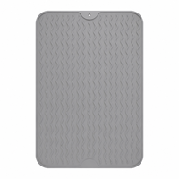Tapis de séchage en silicone surdimensionné 57x40cm à nervures ondulées, antidérapant et flexible, pour le service des tasses, des assiettes et des comptoirs de cuisine