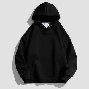 H5401 Wholesales Custom No String Button 400 GSM <b>Polyester</b> <b>Hoodies</b> Drop Shoulder Oversized Men's <b>Hoodies</b> - Product Image 4