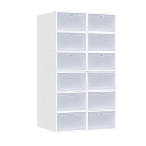 Stackable nhựa màu đen gấp nối dài giày lưu trữ hộp hình vuông có thể tháo rời Flip-Top đóng nắp hiện đại carton - Product Image 4