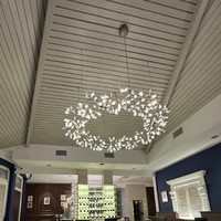 Lustre en verre de style anneau Firefly Art, luminaire LED moderne et minimaliste, à intensité variable, 90 CRI, angle de faisceau de 360°, pour hôtels