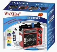 Radio portable Waxiba XB-531C X-bass à ondes moyennes et courtes, avec horloge à quartz, lecteur MP3, lampe torche, rechargeable, FM AM SW 3 bandes, avec USB