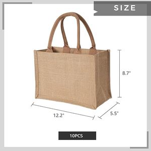Custom Manufacturers Natural Grocery Shopping Hessian Bags Beach Handbags Jute Gunny Tote Bag Blank Burlap Tote Bag - Product Image 2