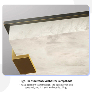 Alabaster Ceiling Lamp Natural Brass Modern Luxury Square Flush Mount Bedroom Entryway Hotel Villa Factory Custom - Product Image 4