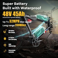 Nouveau Vélo Électrique Tout-Terrain Adulte 20 Pouces Pneus Larges Moteur Brushless 1500W Batterie Lithium 48V 45AH Cadre en Alliage d'Aluminium Freins Hydrauliques Doubles