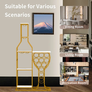 Range-bouteilles autoportant 11 bouteilles avec porte-verres suspendus, étagères rectangulaires multiples, refroidisseur <span class=keywords><strong>de</strong></span> boissons domestique, seau à glace en métal pour fêtes - Product Image 3