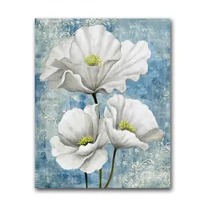 Abstract Canvas Oil Painting Still Life Beautiful White Flower Art